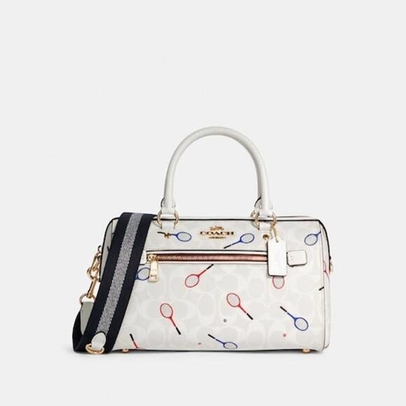 Coach C8285 Rowan Satchel In Signature Canvas With Racquet Print In Chalk Multi - Picture 10 of 10